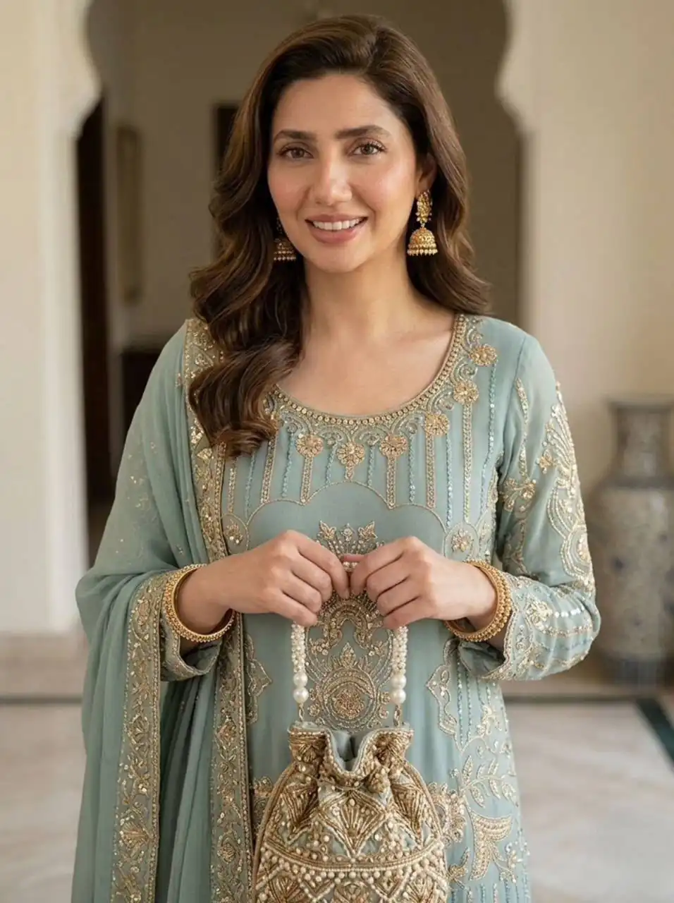 Angelic Sea Green Georgette Sequence Work Salwar Suit - Image 4