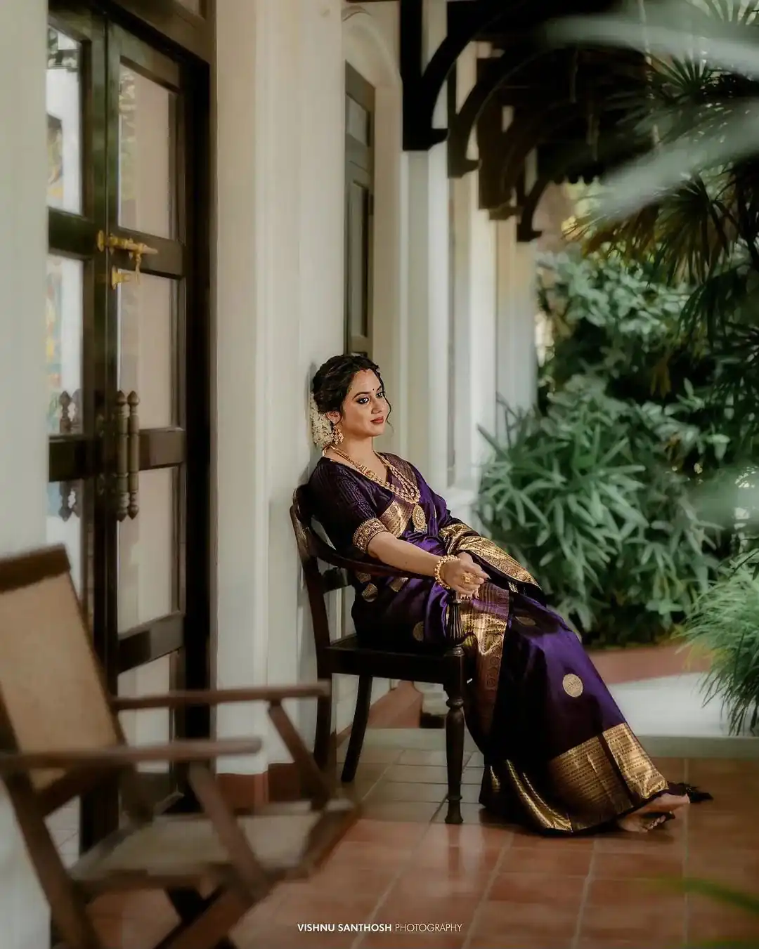 Classic Purple Banarasi Silk Jacquard Golden Zari Saree - Image 2