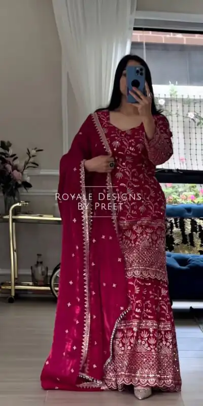 Alternative view of Cool Pink Fandy Crush Silk Sequins Work Salwar Suit