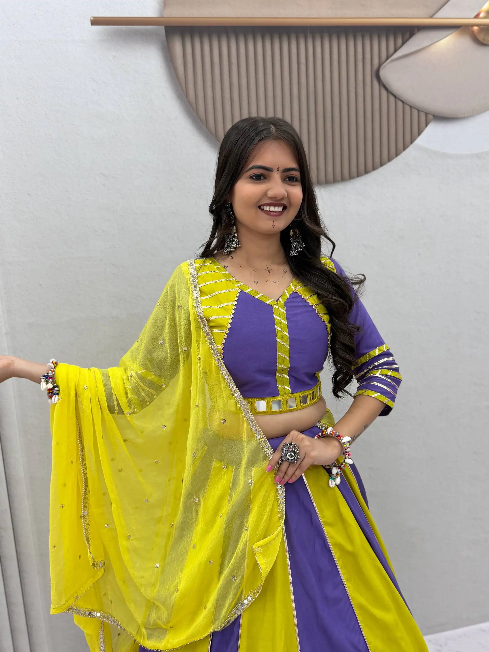 Fancy Lavender Pure Cotton Hand Work Lehenga Choli - Image 4