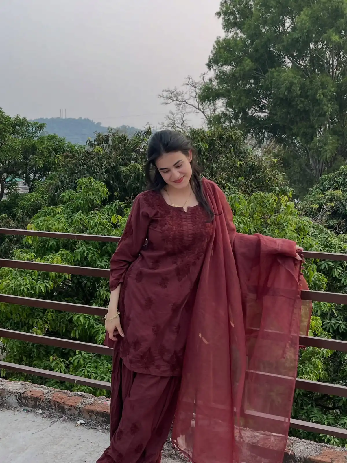 Fancy Maroon Rayon Embroidery Work Salwar Suit - Image 4