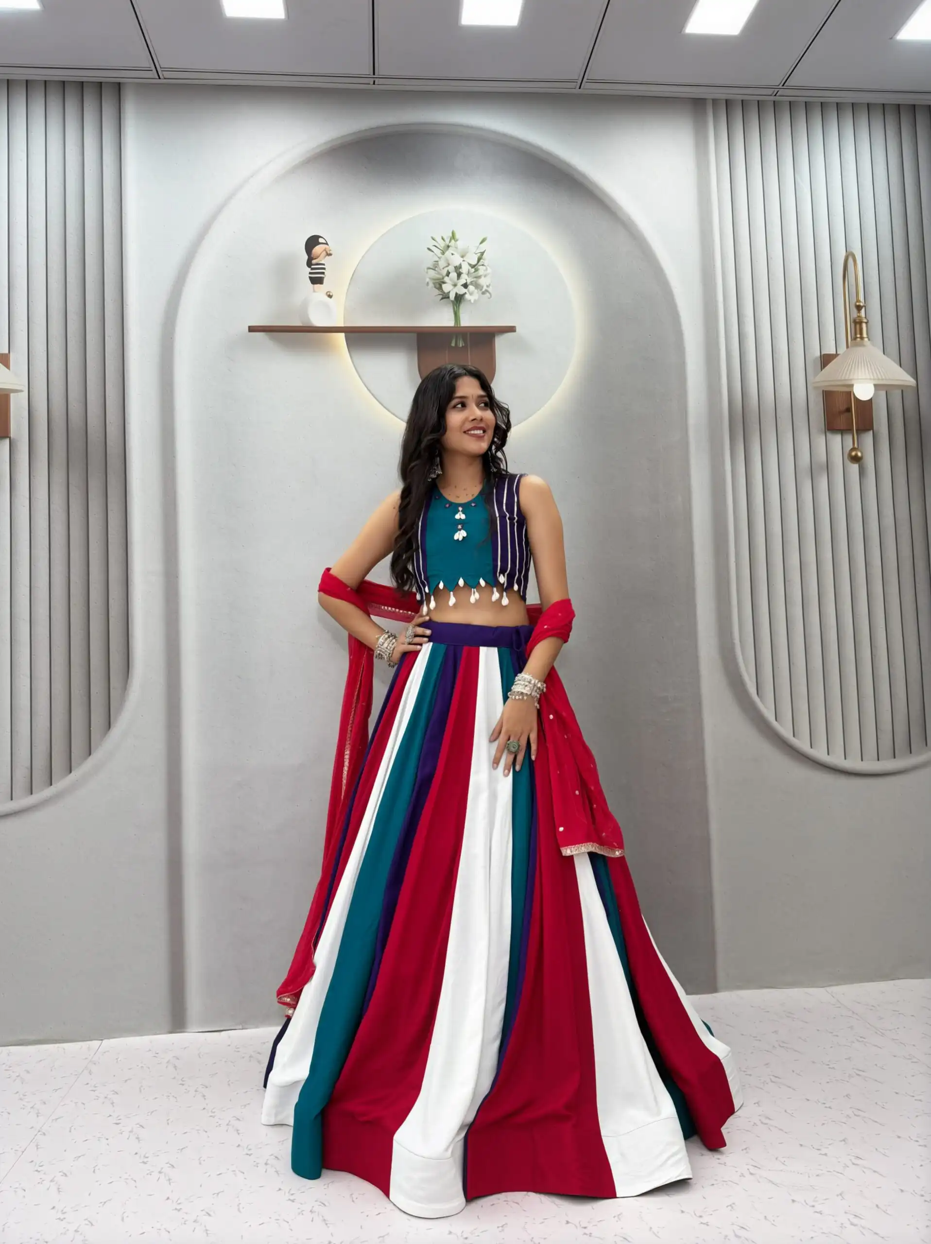 Fancy Multi Pure Cotton Thread Work Lehenga Choli - Image 6