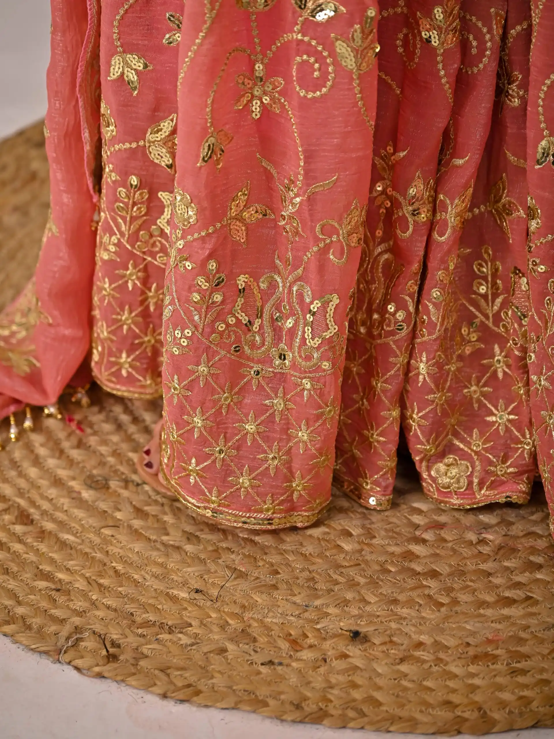 Fancy Peach Crunchy Silk Embroidery Work Salwar Suit - Image 8
