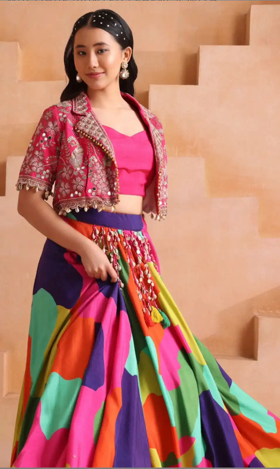 Fancy Pink Chinon Silk Sequence Work Lehenga Choli - Image 5