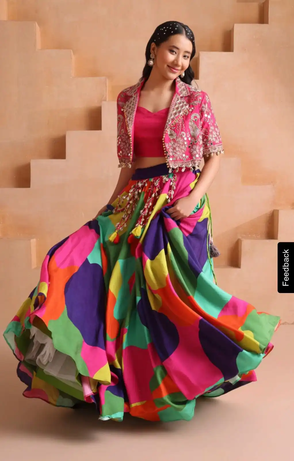 Fancy Pink Chinon Silk Sequence Work Lehenga Choli - Image 4