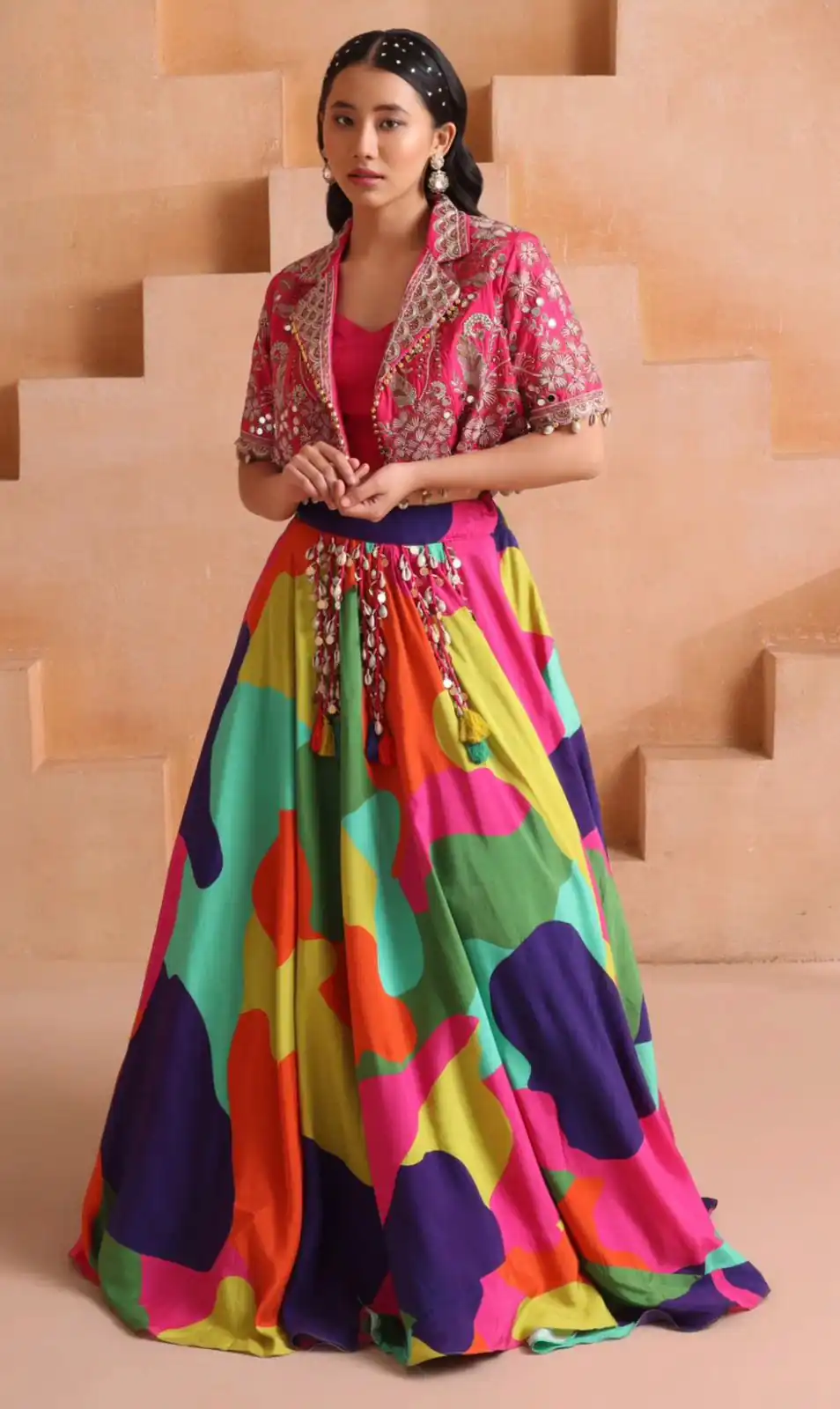 Fancy Pink Chinon Silk Sequence Work Lehenga Choli - Image 3