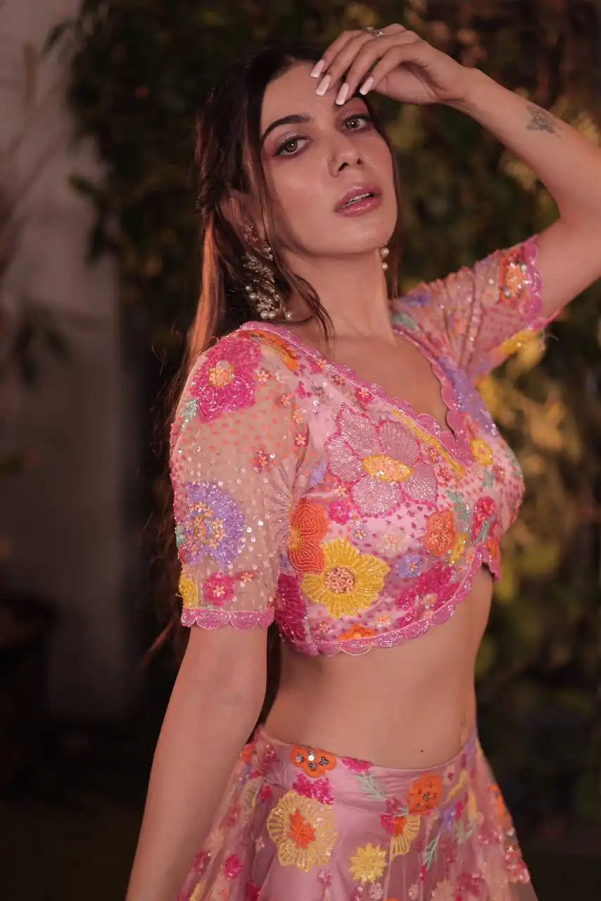 Fancy Pink Soft Net Sequins Work Lehenga Choli - Image 3