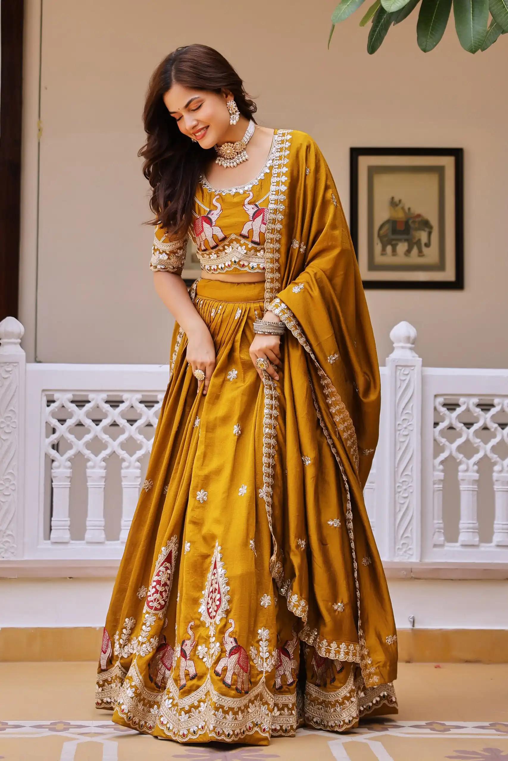 Fantastic Mustered Vichitra Sequence Work Lehenga Choli - Image 3