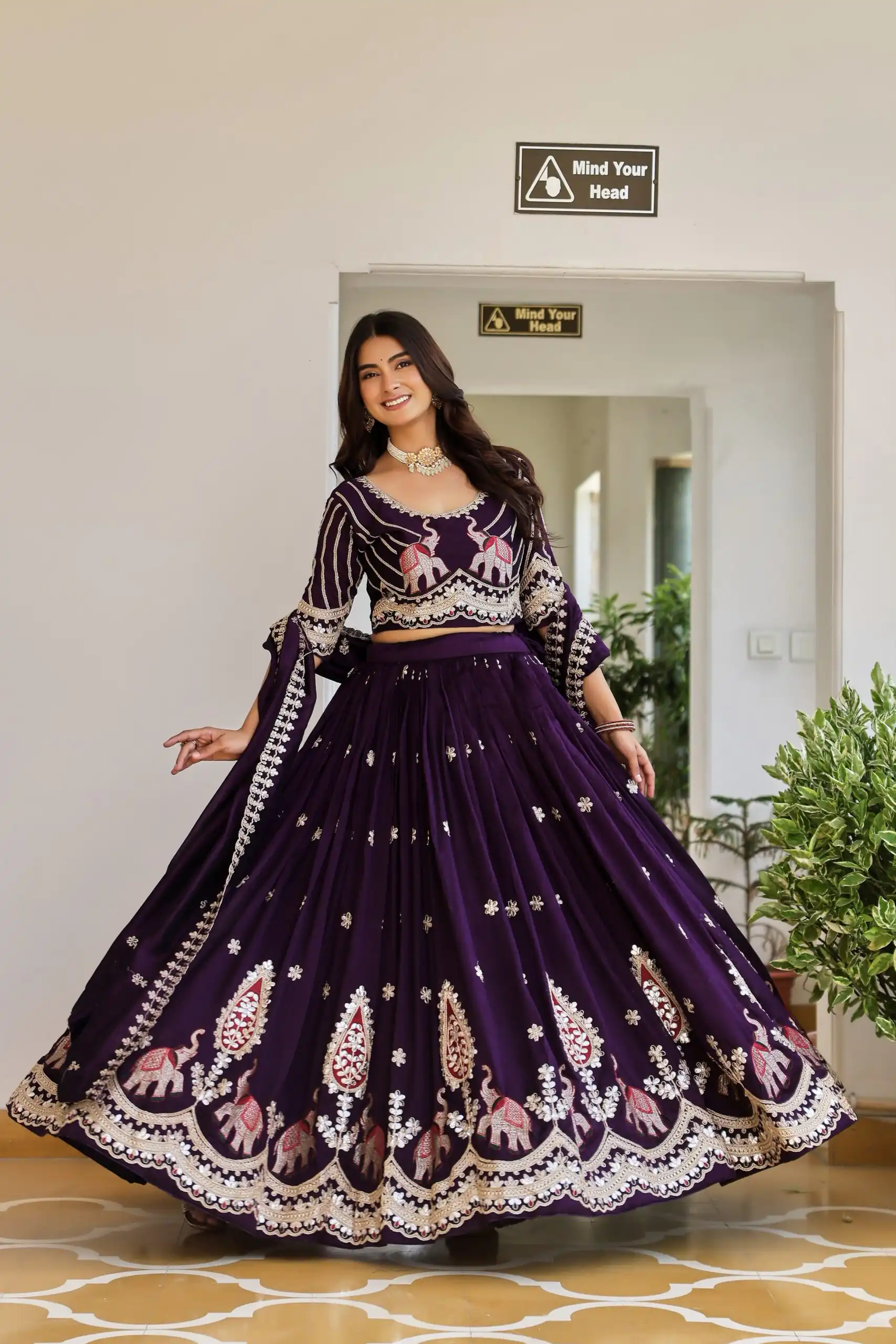 Fantastic Purple Vichitra Sequence Work Lehenga Choli - Image 3