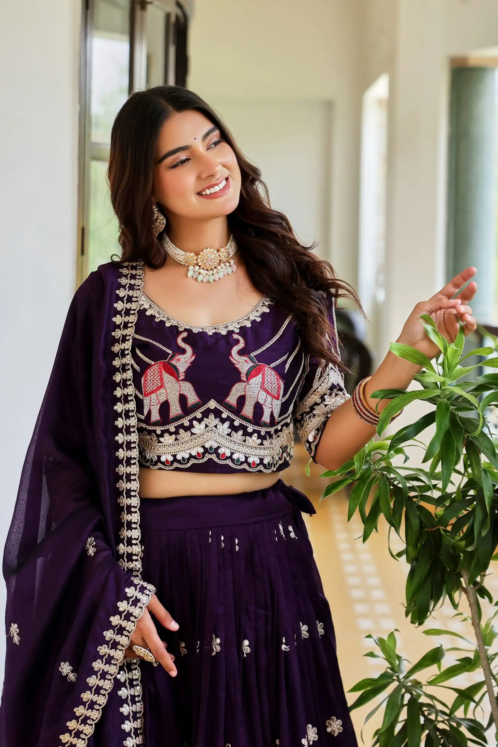 Fantastic Purple Vichitra Sequence Work Lehenga Choli - Image 2