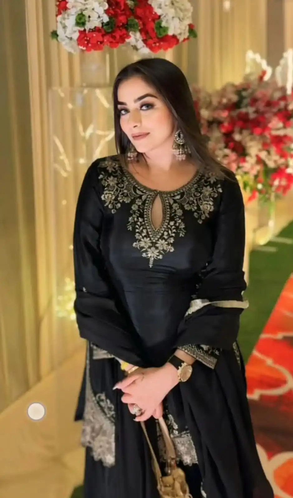 Glowing Black Chinon Sequence Work Salwar Suit