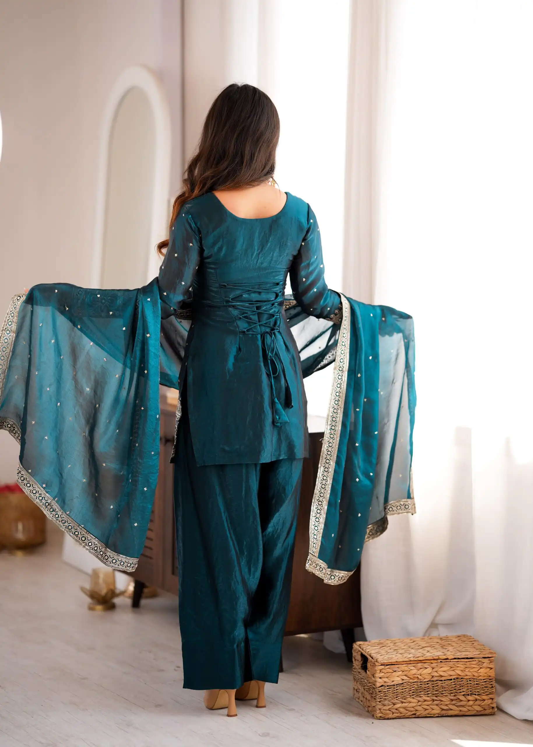 Nice Rama Fendy Silk Embroidery Sequins Work Salwar Suit - Image 8