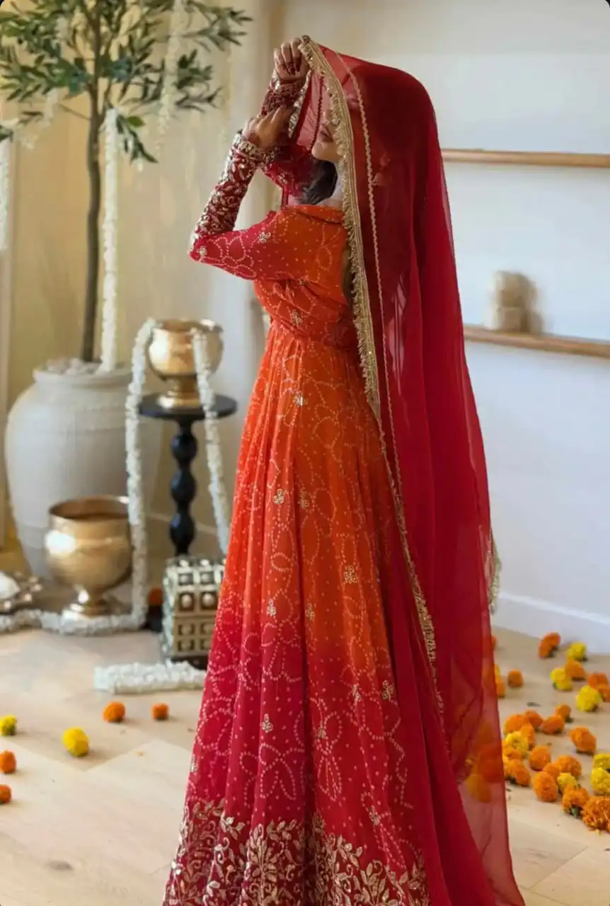 Perfect Red Faux Georgette Thread Work Salwar Suit