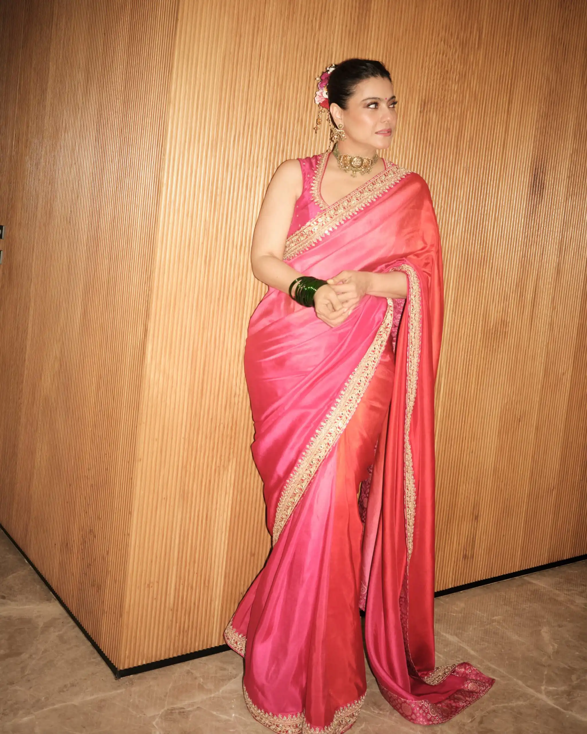 Pretty Pink Chinon Silk Embroidery Work Saree