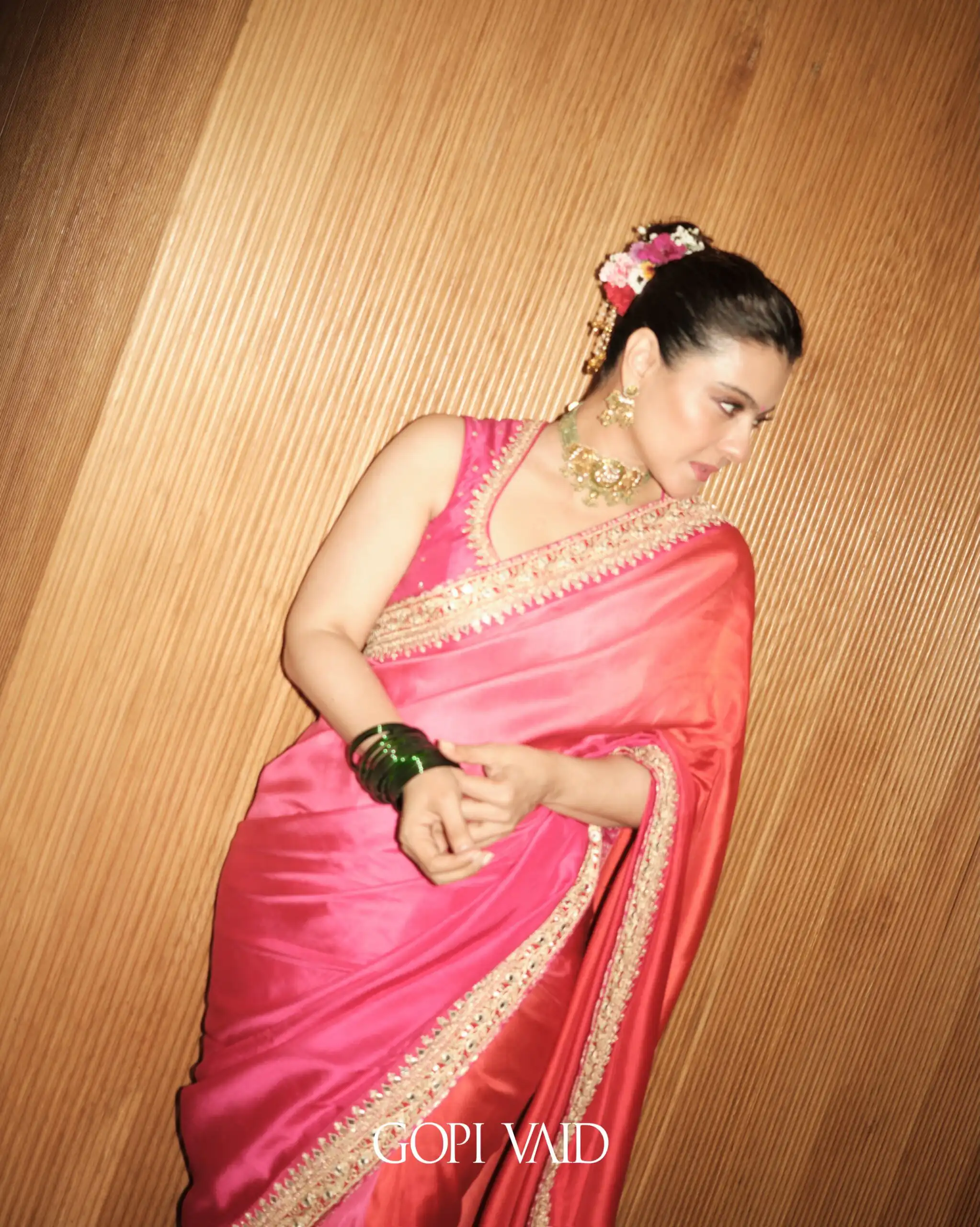 Pretty Pink Chinon Silk Embroidery Work Saree - Image 6