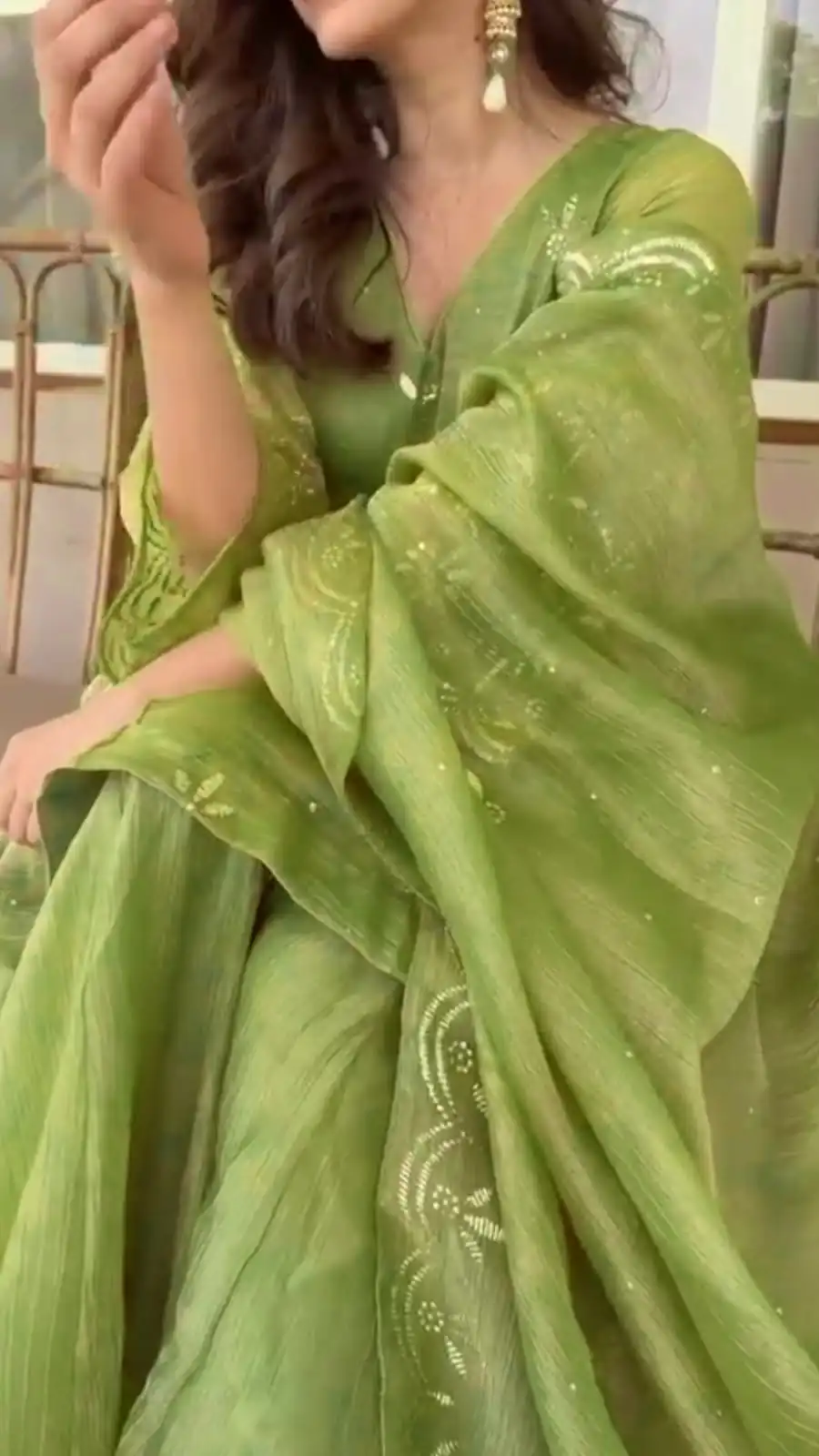 Shiny Pista Salsa Silk Mukesh Work Salwar Suit - Image 3