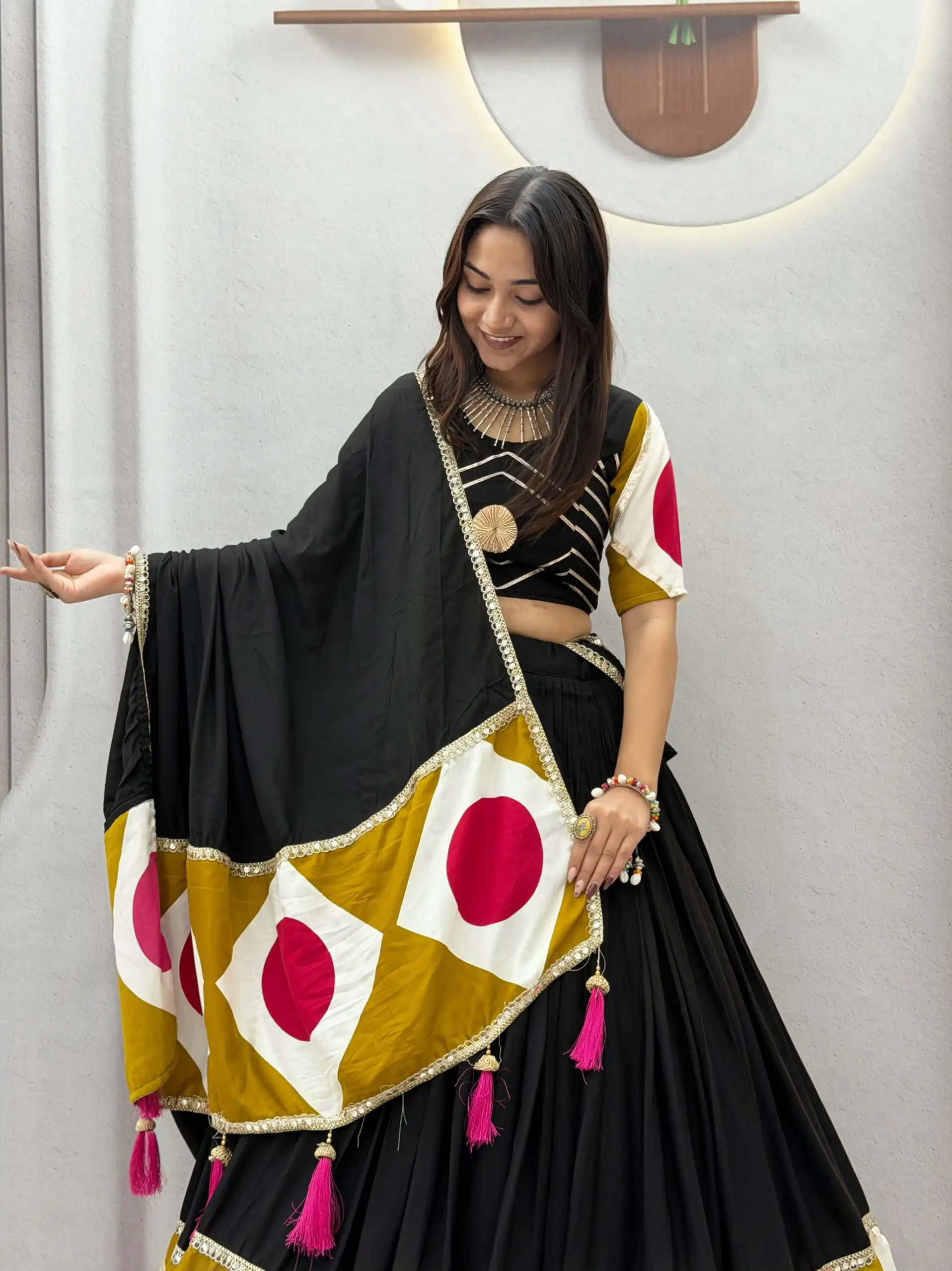 Super Black Cotton Gota Patti Work Lehenga Choli - Image 2