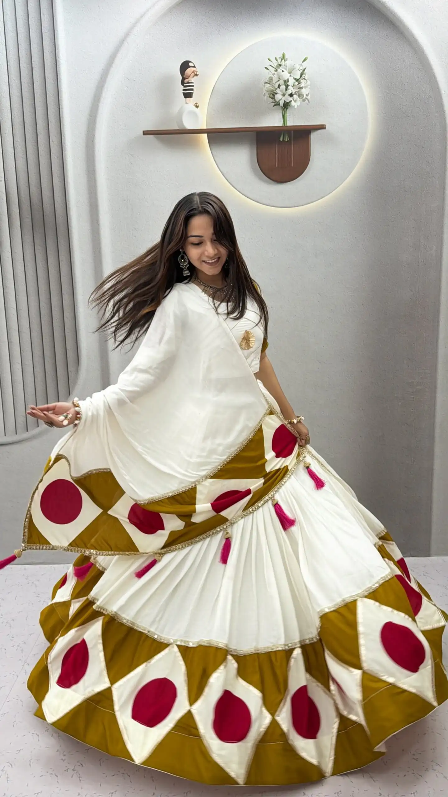 Super White Cotton Gota Patti Work Lehenga Choli