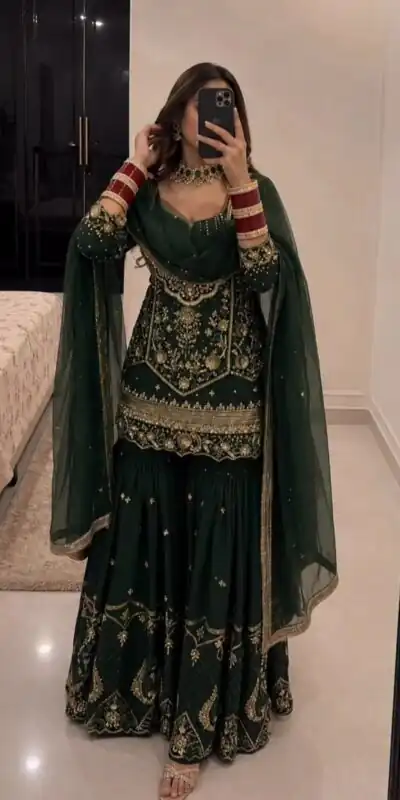 Alternative view of Trendy Green Faux Georgette Sequence Work Salwar Suit