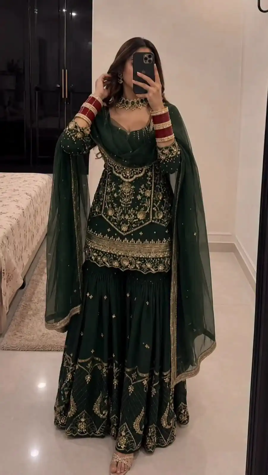 Trendy Green Faux Georgette Sequence Work Salwar Suit - Image 2