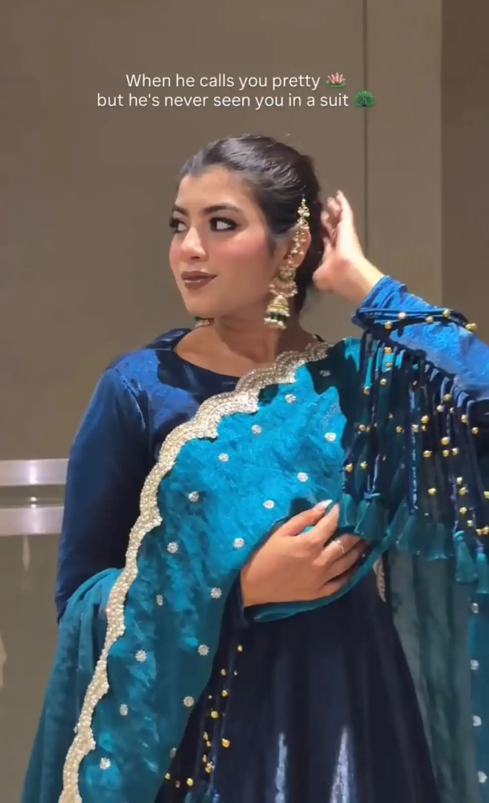 Unique Blue Fandy Crush Silk Sequins Work Salwar Suit - Image 5