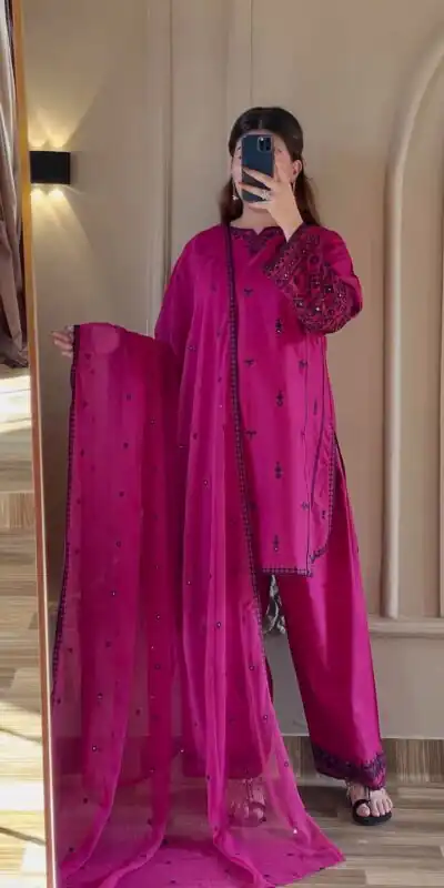 JF 047 Pink Rayon Salwar Suit with Embroidery Work & Thread Embroidery. Best Price ₹2099. Delivery 4-6 Working Days. Shop now. | Jump Suits, Straight Suits, Casual Suits, Creative suits, Designer Suits, Palazzo Suits, Party Wear Suits, Patiala Suits, Salwar suit