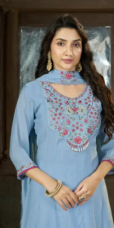 DIVA 175 Blue Mal Chanderi Salwar Suit Perfect for Wedding, Party, Baisakhi, Housewarming, Sangeet – Introductory Price ₹2899. Delivery 4-6 Working D | Jump Suits, Straight Suits, Casual Suits, Creative suits, Designer Suits, Palazzo Suits, Party Wear Suits, Patiala Suits, Salwar suit
