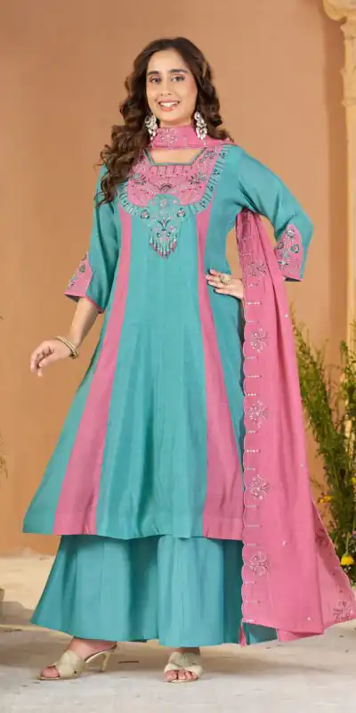 DIVA 186 Blue Mal Chanderi Salwar Suit Perfect for Wedding, Party, Baisakhi, Housewarming, Sangeet – Introductory Price ₹2899. Delivery 4-6 Working D | Jump Suits, Straight Suits, Casual Suits, Creative suits, Designer Suits, Palazzo Suits, Party Wear Suits, Patiala Suits, Salwar suit