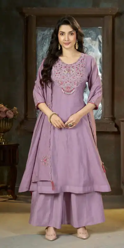DIVA 175 Lavender Mal Chanderi Salwar Suit Perfect for Wedding, Party, Baisakhi, Housewarming, Sangeet – Introductory Price ₹2899. Delivery 4-6 Working D | Jump Suits, Straight Suits, Casual Suits, Creative suits, Designer Suits, Palazzo Suits, Party Wear Suits, Patiala Suits, Salwar suit