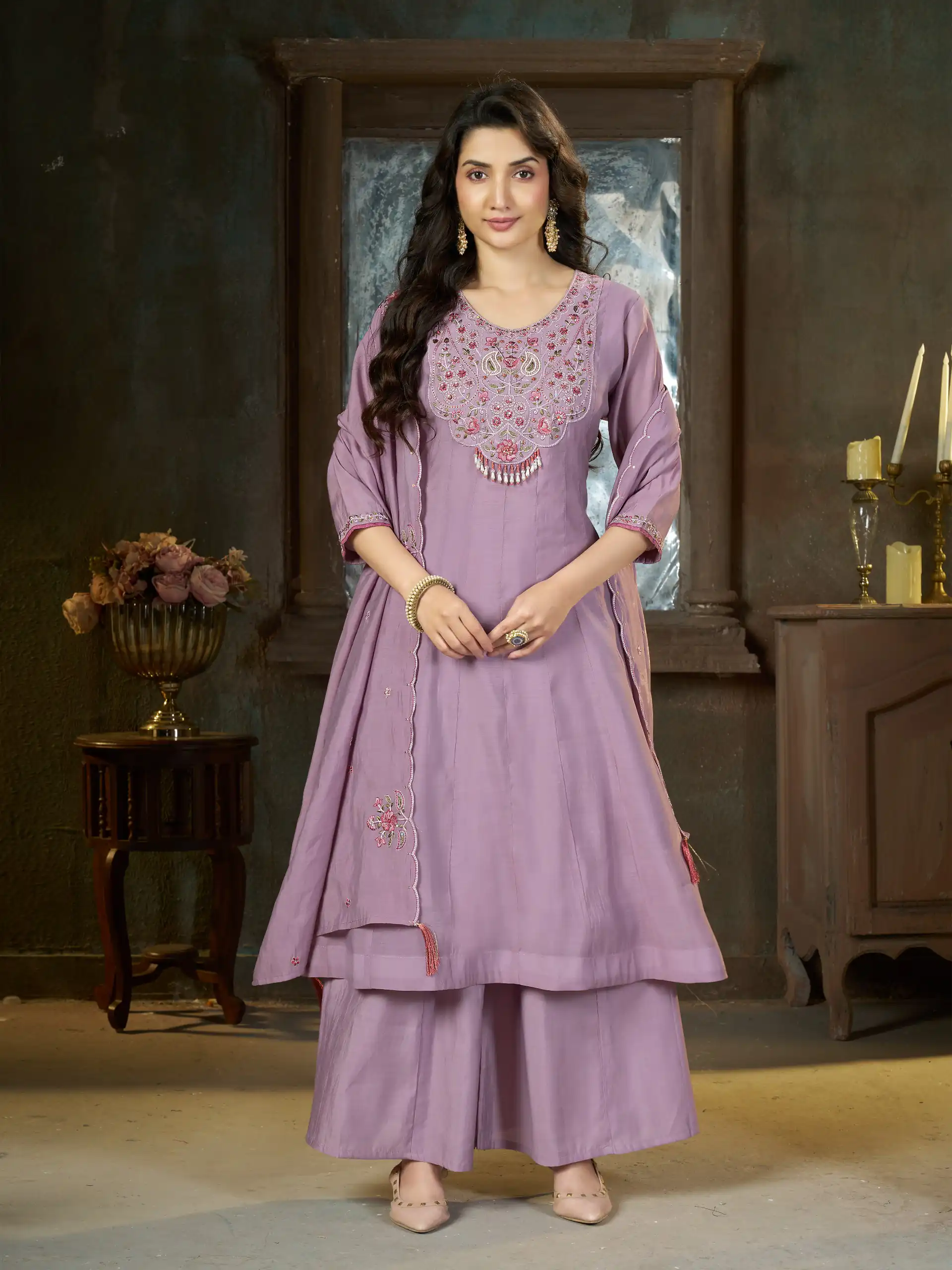 DIVA 175 Lavender Mal Chanderi Salwar Suit Perfect for Wedding, Party, Baisakhi, Housewarming, Sangeet – Introductory Price ₹2899. Delivery 4-6 Working D | Jump Suits, Straight Suits, Casual Suits, Creative suits, Designer Suits, Palazzo Suits, Party Wear Suits, Patiala Suits, Salwar suit