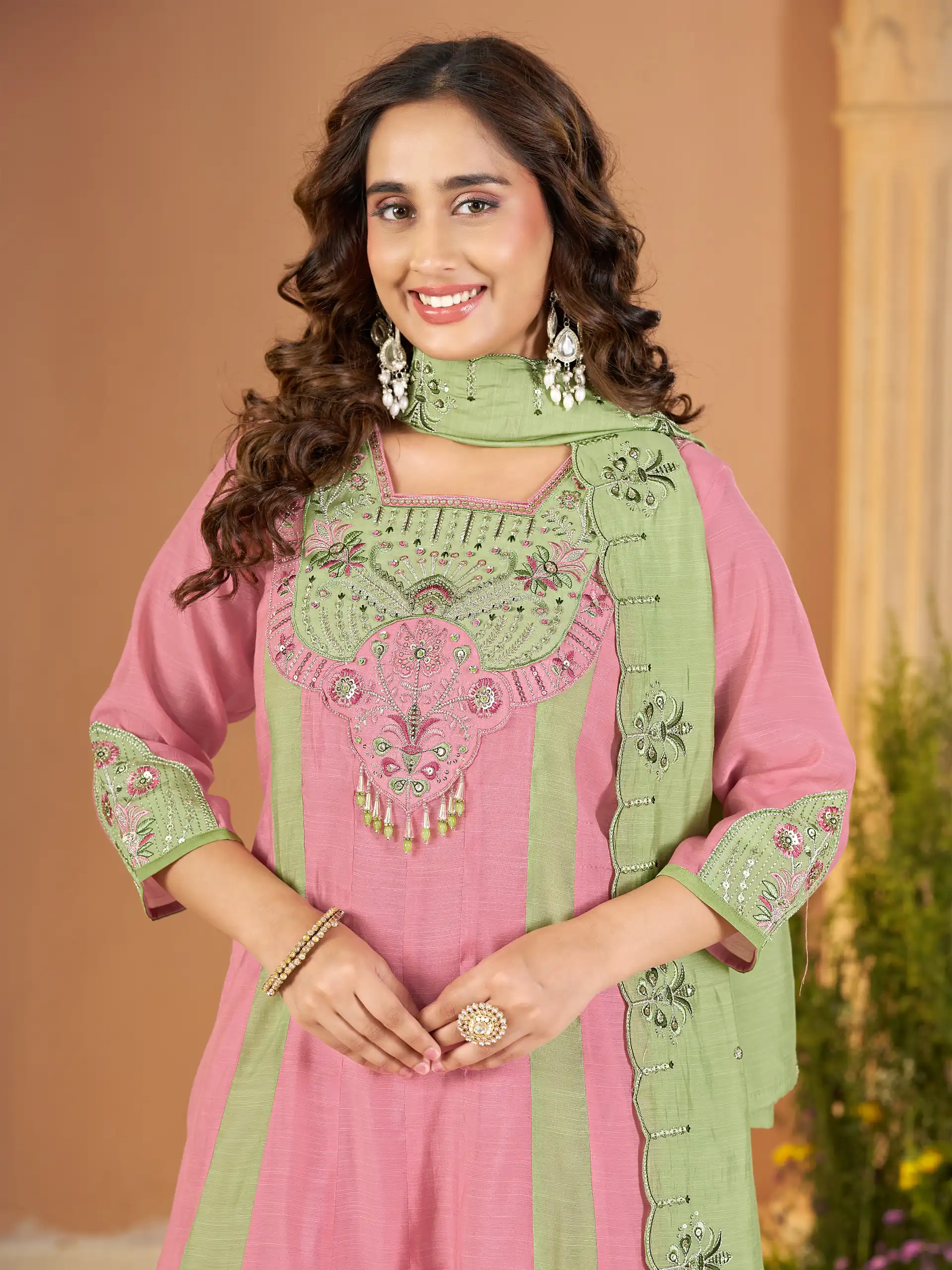 DIVA 186 Peach Mal Chanderi Salwar Suit Perfect for Wedding, Party, Baisakhi, Housewarming, Sangeet – Introductory Price ₹2899. Delivery 4-6 Working D | Jump Suits, Straight Suits, Casual Suits, Creative suits, Designer Suits, Palazzo Suits, Party Wear Suits, Patiala Suits, Salwar suit