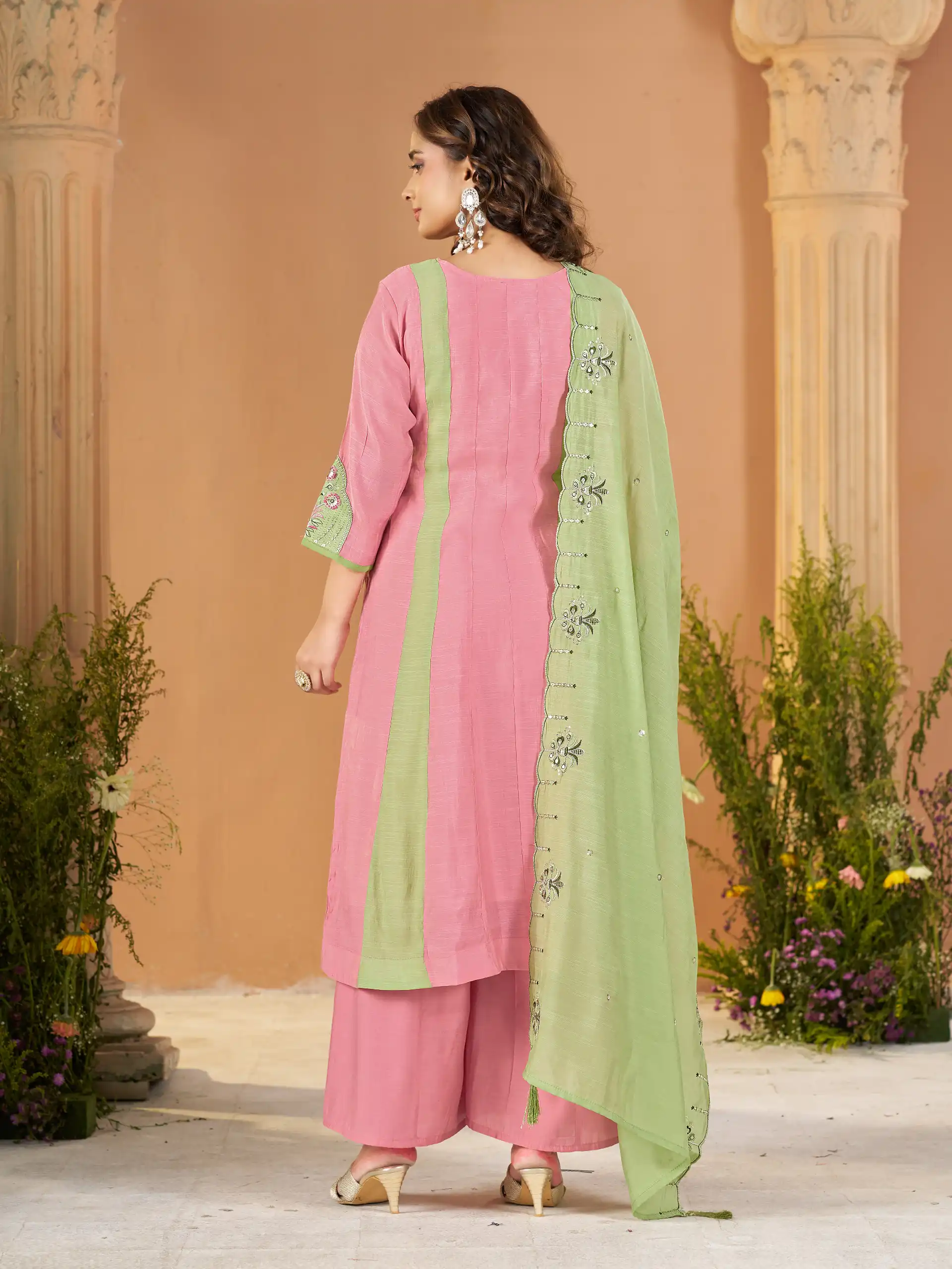DIVA 186 Peach Mal Chanderi Salwar Suit Perfect for Wedding, Party, Baisakhi, Housewarming, Sangeet – Introductory Price ₹2899. Delivery 4-6 Working D | Jump Suits, Straight Suits, Casual Suits, Creative suits, Designer Suits, Palazzo Suits, Party Wear Suits, Patiala Suits, Salwar suit