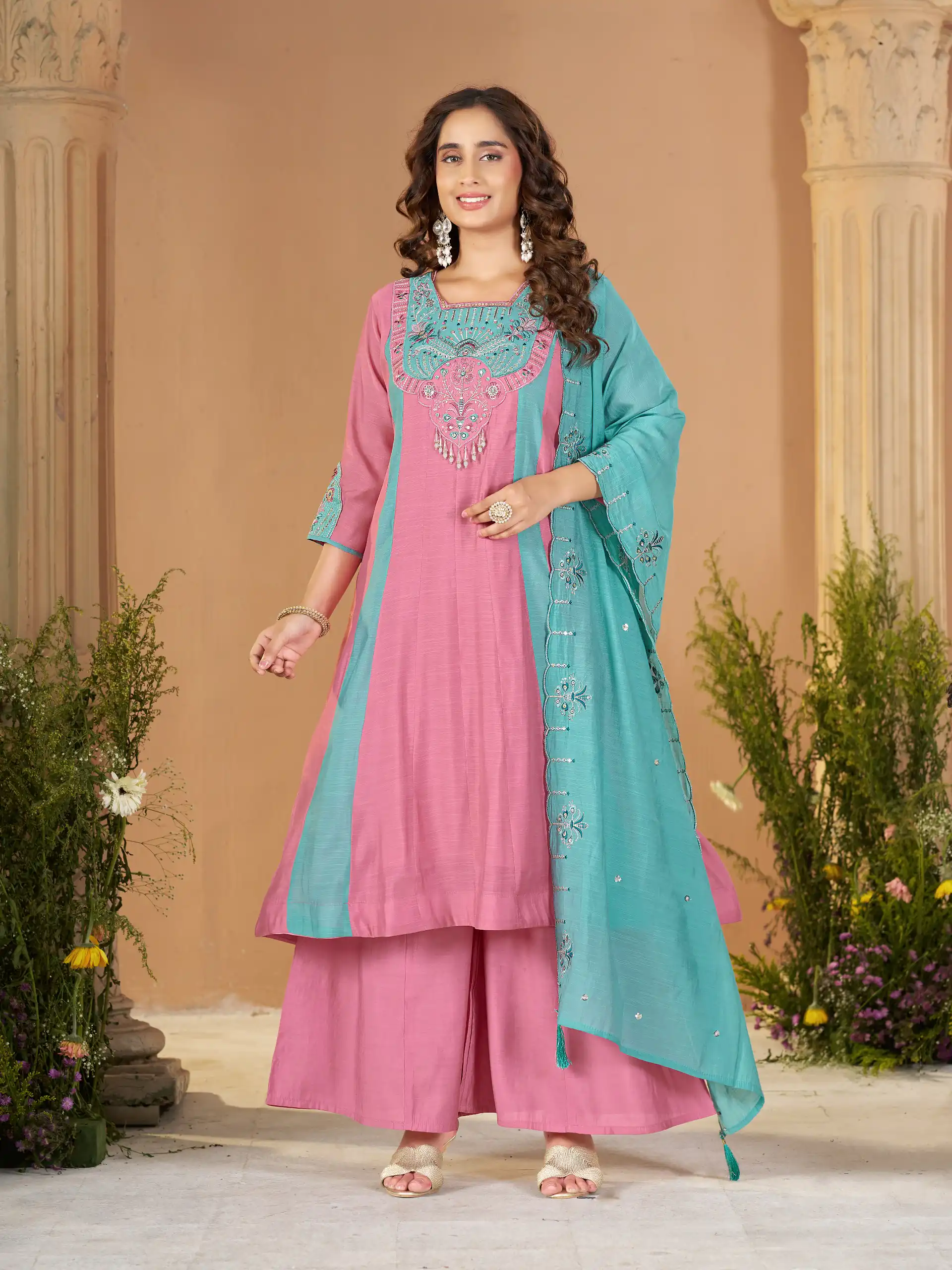 DIVA 186 Pink Mal Chanderi Salwar Suit Perfect for Wedding, Party, Baisakhi, Housewarming, Sangeet – Introductory Price ₹2899. Delivery 4-6 Working D | Jump Suits, Straight Suits, Casual Suits, Creative suits, Designer Suits, Palazzo Suits, Party Wear Suits, Patiala Suits, Salwar suit