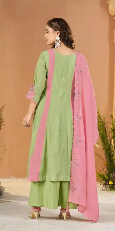 DIVA 186 Pista Mal Chanderi Salwar Suit Perfect for Wedding, Party, Baisakhi, Housewarming, Sangeet – Introductory Price ₹2899. Delivery 4-6 Working D | Jump Suits, Straight Suits, Casual Suits, Creative suits, Designer Suits, Palazzo Suits, Party Wear Suits, Patiala Suits, Salwar suit
