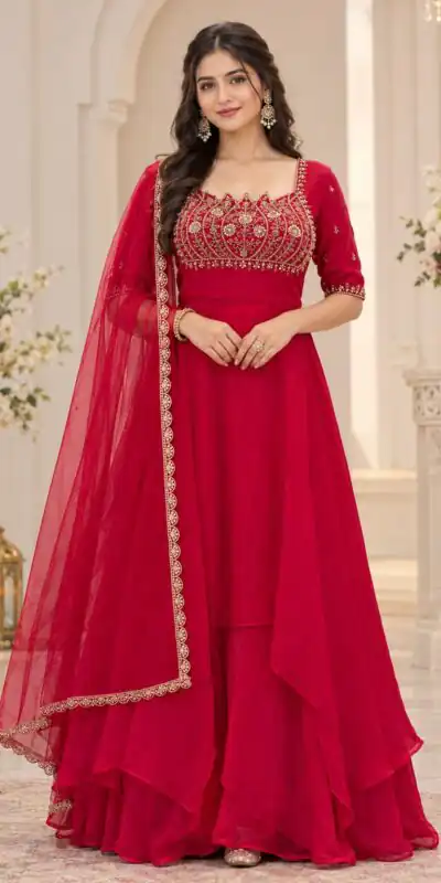 ST 1214 Pink Fendy Crush Gown with Embroidery Work & Sequins Work. Special Price ₹2449. Delivery 4-6 Working Days. Shop now. | Bollywood Gowns, Creative Gowns, Designer Gowns, Embroidered Gowns, Gowns, Party Wear Gowns