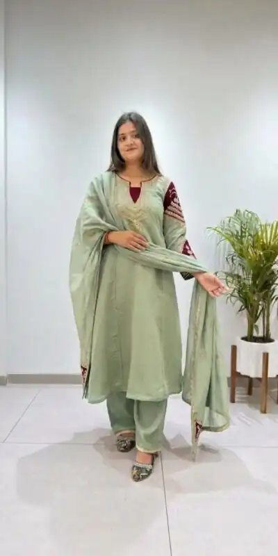 BE 509 Pista Mul Chanderi Salwar Suit with Embroidery Work & Sequins Work. Festive Deal ₹2399. Delivery 4-6 Working Days. Shop nowp | Jump Suits, Straight Suits, Casual Suits, Creative suits, Designer Suits, Palazzo Suits, Party Wear Suits, Patiala Suits, Salwar suit