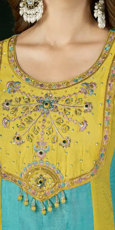 DIVA 183 Blue Brown Mal Chanderi Salwar Suit Perfect for Wedding, Party, Baisakhi, Housewarming, Sangeet – Introductory Price ₹2799. Delivery 4-6 Working D | Jump Suits, Straight Suits, Casual Suits, Creative suits, Designer Suits, Palazzo Suits, Party Wear Suits, Patiala Suits, Salwar suit