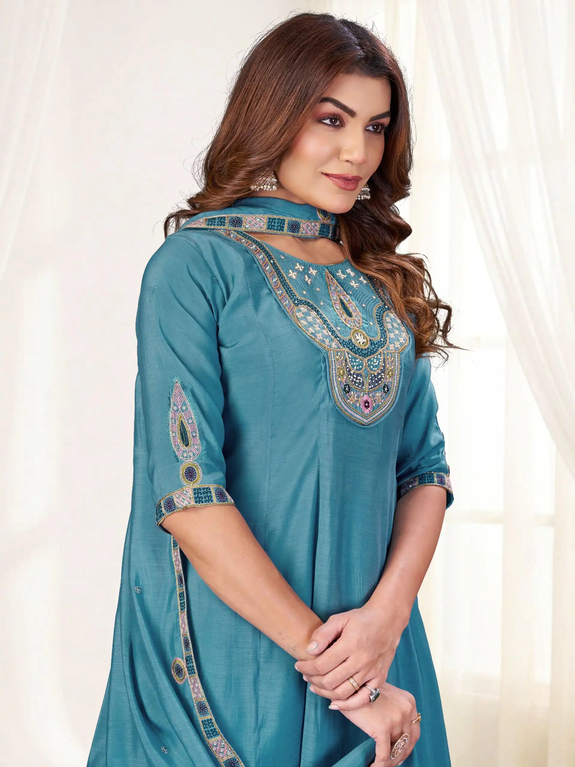 DIVA 171 Blue Mal Chanderi Salwar Suit Perfect for Wedding, Party, Baisakhi, Housewarming, Sangeet – Introductory Price ₹2449. Delivery 4-6 Working D | Jump Suits, Straight Suits, Casual Suits, Creative suits, Designer Suits, Palazzo Suits, Party Wear Suits, Patiala Suits, Salwar suit