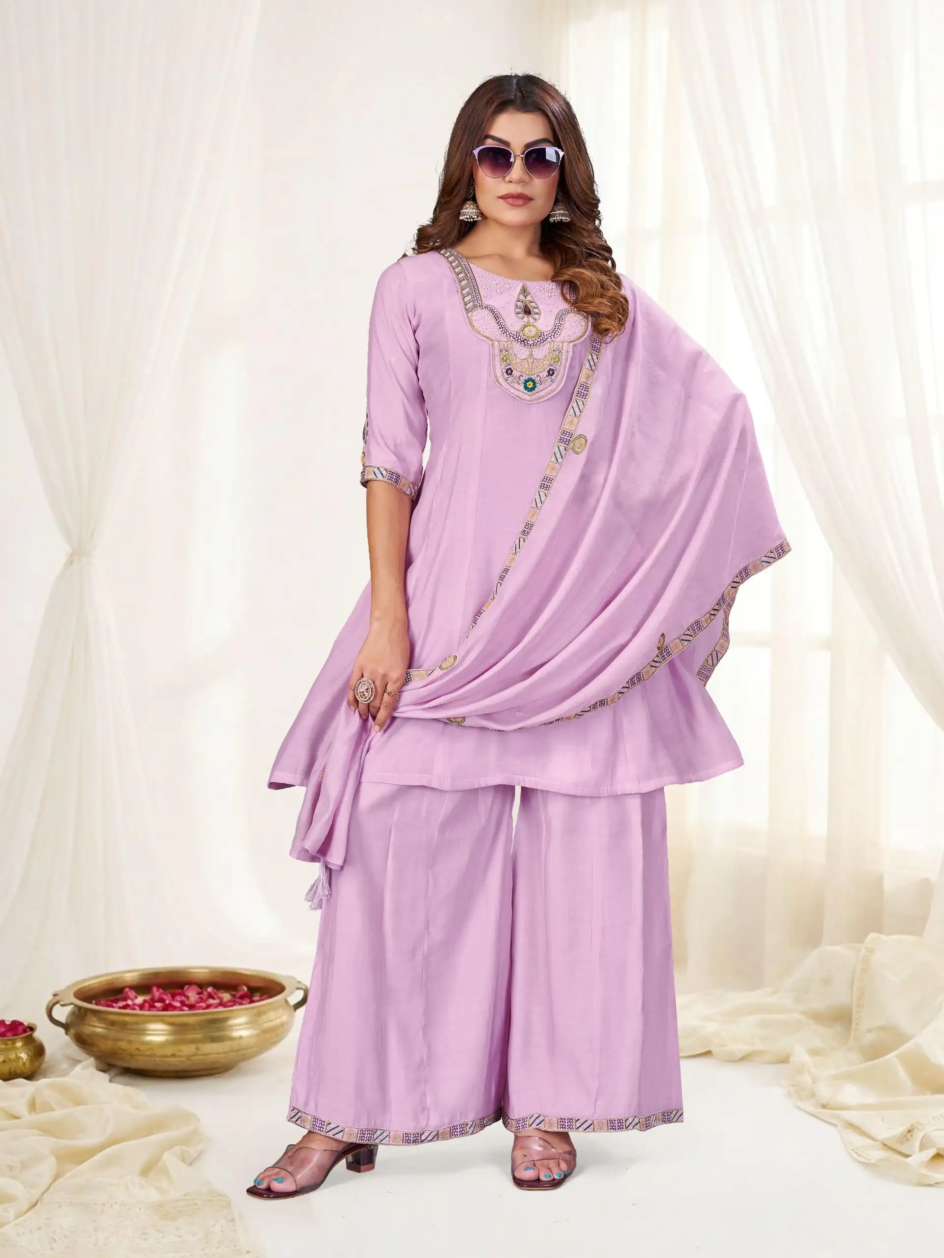 DIVA 171 Lavender Mal Chanderi Salwar Suit Perfect for Wedding, Party, Baisakhi, Housewarming, Sangeet – Introductory Price ₹2449. Delivery 4-6 Working D | Jump Suits, Straight Suits, Casual Suits, Creative suits, Designer Suits, Palazzo Suits, Party Wear Suits, Patiala Suits, Salwar suit