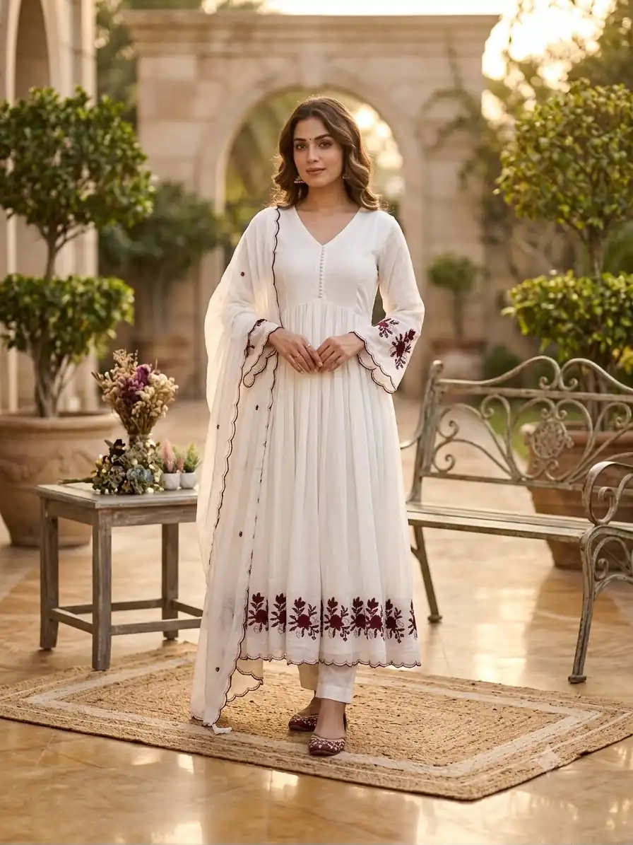 LG 2146 White Mul Chanderi Salwar Suit with Embroidery Work & Sequins Work. Festive Deal ₹2699. Delivery 4-6 Working Days. Shop now | Jump Suits, Straight Suits, Casual Suits, Creative suits, Designer Suits, Palazzo Suits, Party Wear Suits, Patiala Suits, Salwar suit