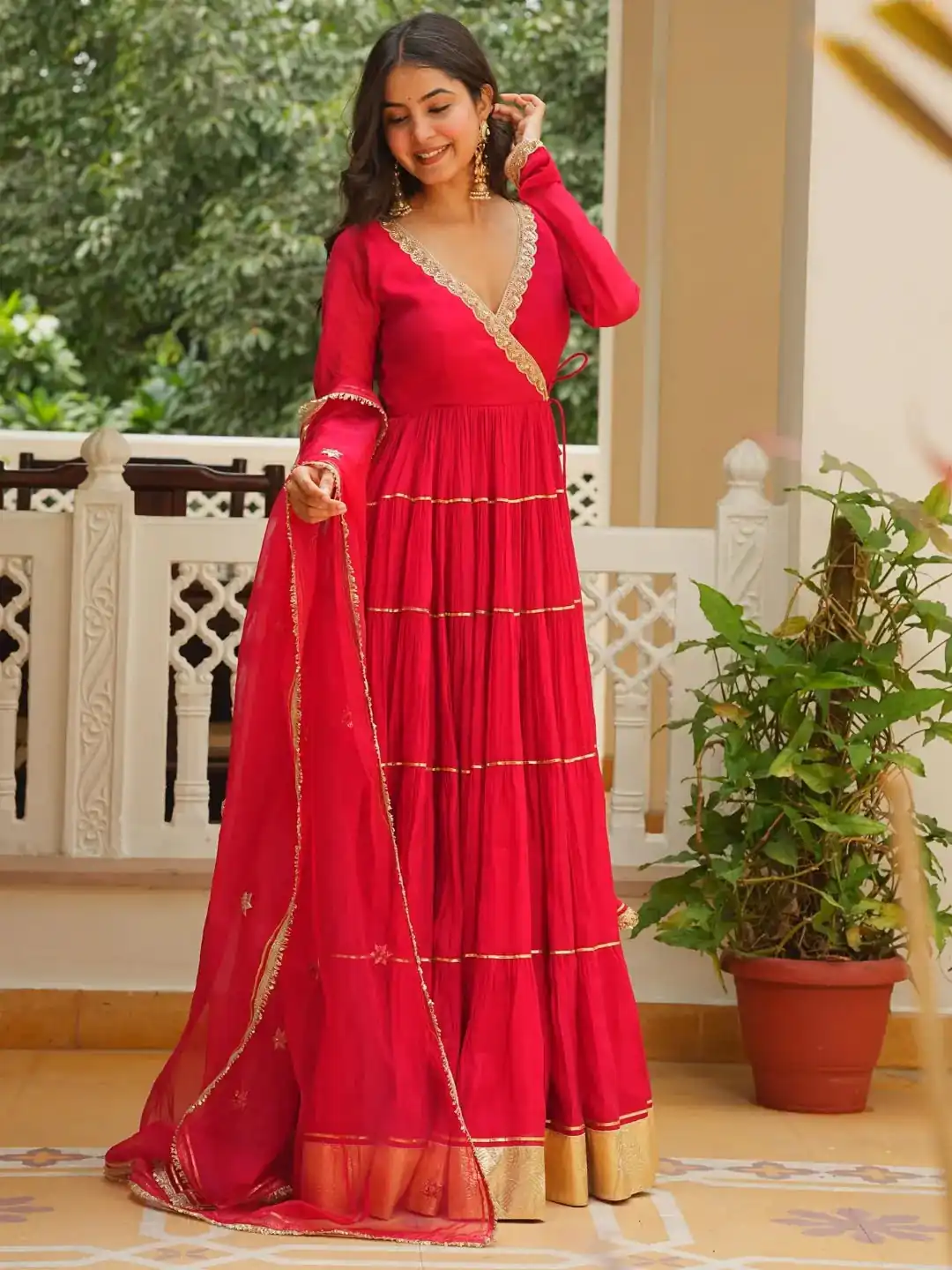 LG 2154 Red Georgette Digital Print Work Gown for Wedding, Party, Cultural Events, Traditional Day, Pooja . Grab it for ₹2399. Delivery 4-6 Working Day | Bollywood Gowns, Creative Gowns, Designer Gowns, Embroidered Gowns, Gowns, Party Wear Gowns