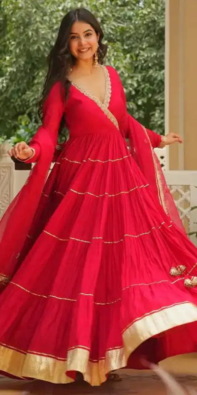 LG 2154 Red Georgette Digital Print Work Gown for Wedding, Party, Cultural Events, Traditional Day, Pooja . Grab it for ₹2399. Delivery 4-6 Working Day | Bollywood Gowns, Creative Gowns, Designer Gowns, Embroidered Gowns, Gowns, Party Wear Gowns