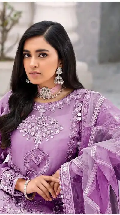 FC 131 Lavender Georgette Salwar Suit with Mirror Work & Embroidery Work. Get it for ₹2349. Delivery 4-6 Working Days. Shop now. | Jump Suits, Straight Suits, Casual Suits, Creative suits, Designer Suits, Palazzo Suits, Party Wear Suits, Patiala Suits, Salwar suit