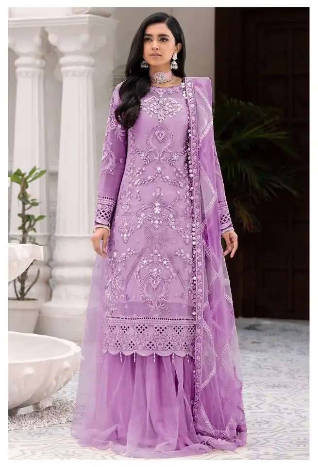 FC 131 Lavender Georgette Salwar Suit with Mirror Work & Embroidery Work. Get it for ₹2349. Delivery 4-6 Working Days. Shop now. | Jump Suits, Straight Suits, Casual Suits, Creative suits, Designer Suits, Palazzo Suits, Party Wear Suits, Patiala Suits, Salwar suit