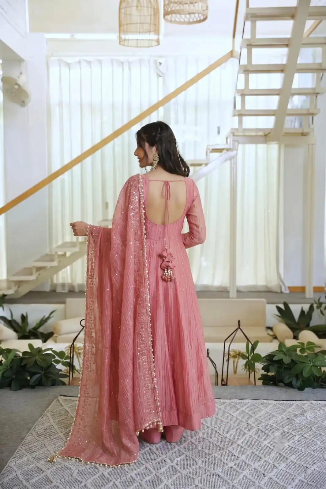 KD 1641 Peach in Salsa Silk Embroidery Work & Sequins Work Gown . Get it for ₹2899. Delivery 4-6 Working Days. Online Shop now. | Bollywood Gowns, Creative Gowns, Designer Gowns, Embroidered Gowns, Gowns, Party Wear Gowns