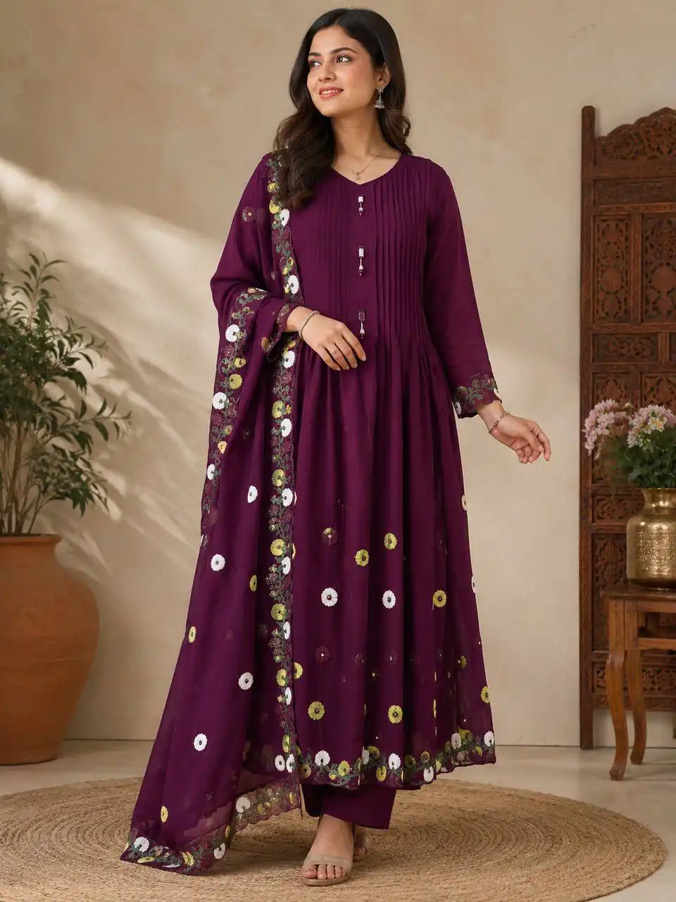 DIVA 181 Wine Mal Chanderi Salwar Suit Perfect for Wedding, Party, Baisakhi, Housewarming, Sangeet – Introductory Price ₹2299. Delivery 4-6 Working D | Jump Suits, Straight Suits, Casual Suits, Creative suits, Designer Suits, Palazzo Suits, Party Wear Suits, Patiala Suits, Salwar suit