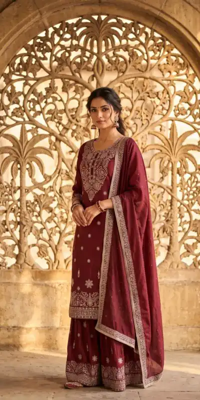 WW 1243 Maroon NC Zimmy Silk Salwar Suit Perfect for Wedding, Party, Baby Shower, Festival Celebrations, Pongal – . Grab it for ₹2449. Delivery 4-6 Worki | Jump Suits, Straight Suits, Casual Suits, Creative suits, Designer Suits, Palazzo Suits, Party Wear Suits, Patiala Suits, Salwar suit