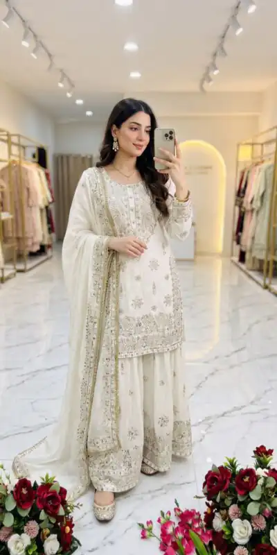 WW 1243 White NC Zimmy Silk Salwar Suit Perfect for Wedding, Party, Baby Shower, Festival Celebrations, Pongal – . Grab it for ₹2449. Delivery 4-6 Worki | Jump Suits, Straight Suits, Casual Suits, Creative suits, Designer Suits, Palazzo Suits, Party Wear Suits, Patiala Suits, Salwar suit
