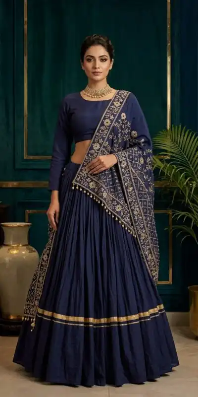 BE 510 Navy Blue Color Rayon Embroidery Work & Cowrie Work Lehenga Choli . Grab it for ₹2399. Delivery 4-6 Working Days. Shop now. | Bollywood Lehenga, Creative Lehenga, Designer Lehenga, Embroidered Lehenga, Lehenga, Party Wear Lehenga