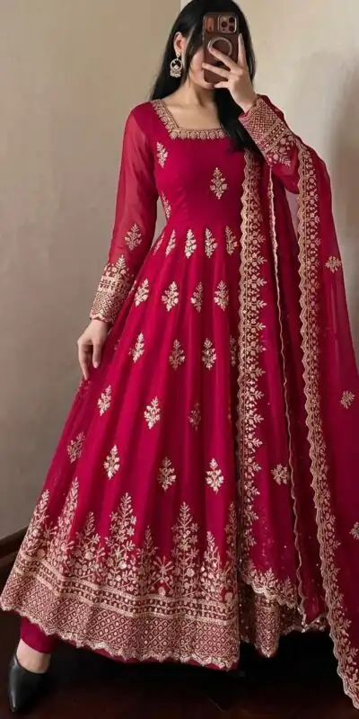 NSR 918 Pink Fendy Silk Gown with Embroidery Work & Sequins Work. Special Price ₹2399. Delivery 4-6 Working Days. Shop now. | Bollywood Gowns, Creative Gowns, Designer Gowns, Embroidered Gowns, Gowns, Party Wear Gowns